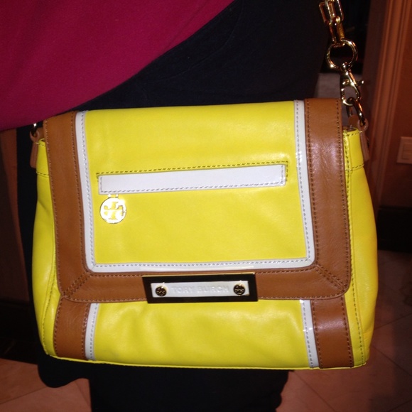 Authentic Tory Burch yellow/tan Jill satchel - Picture 4 of 8